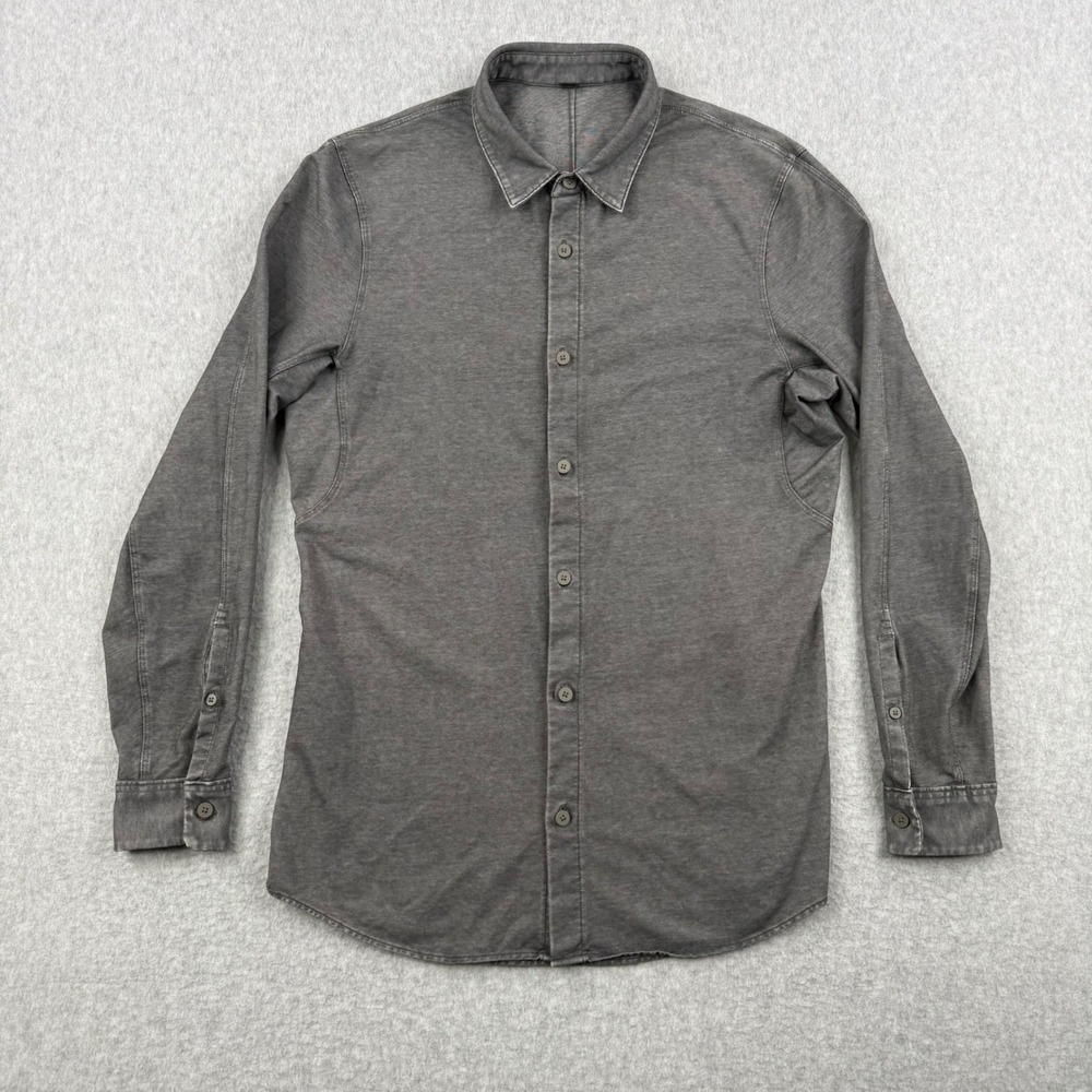 Lululemon Shirt Mens Small Gray Commission Performance Long Sleeve Button Down